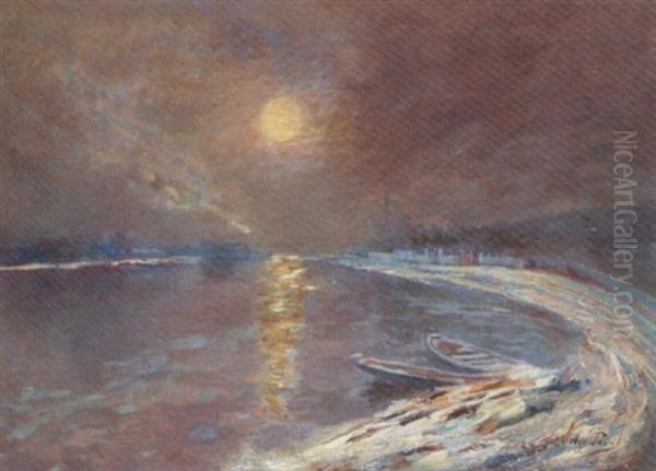 Barques Au Crepuscule Oil Painting by Elie Anatole Pavil