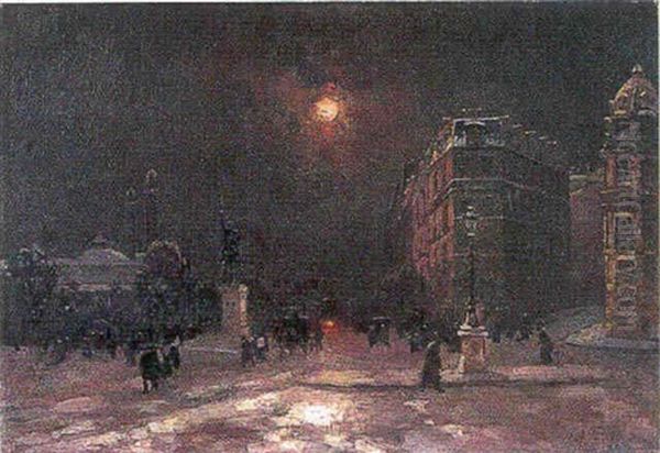 L'ancien Trocadero Sous La Neige Oil Painting by Elie Anatole Pavil