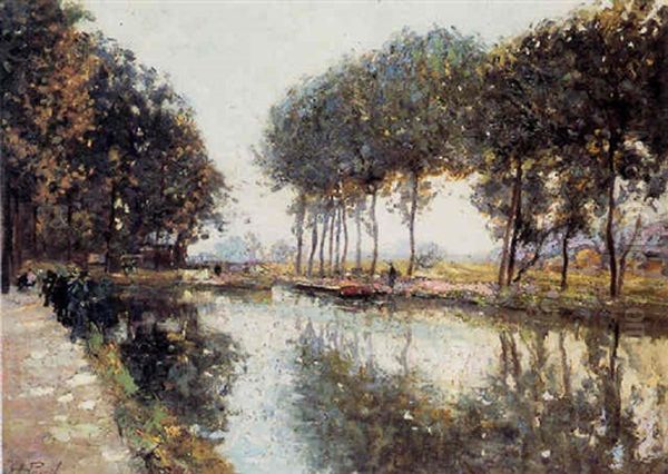 Bord De Canal Anime Oil Painting by Elie Anatole Pavil