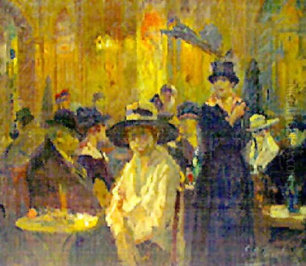 Figures In A Cabaret Oil Painting by Elie Anatole Pavil