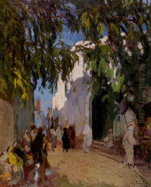 Rue Animee, Maroc Oil Painting by Elie Anatole Pavil