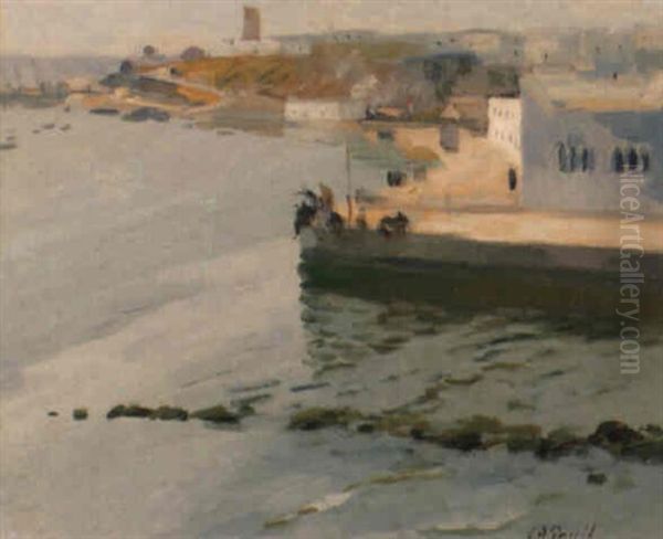 Vue De Rabat Par Le Port De Sale Oil Painting by Elie Anatole Pavil