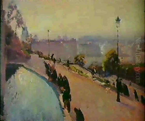 Le Bassin A Montmartre Oil Painting by Elie Anatole Pavil