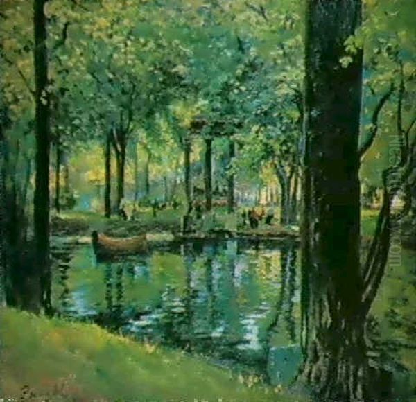 Parc Monceau En 1900 Oil Painting by Elie Anatole Pavil