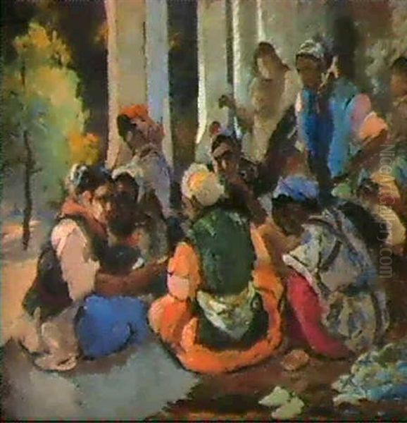 Femmes En Cercle, Rabat Oil Painting by Elie Anatole Pavil