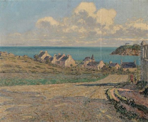 Maisons Au Bord De La Mer En Bretagne Oil Painting by Louis Claude Paviot