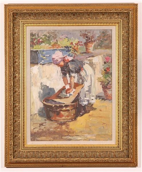 Washer Woman Oil Painting by Vladimir Pavlosky