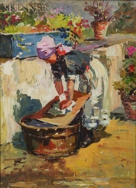 Washer Woman Oil Painting by Vladimir Pavlosky