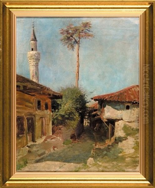 Street In Aluszta Oil Painting by Waclaw Pawliszak