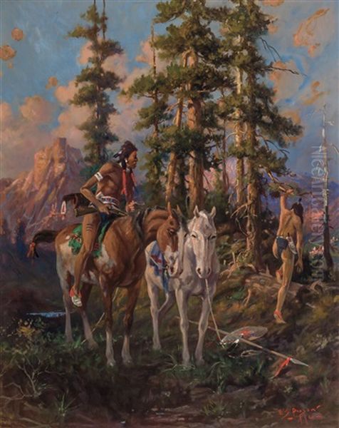 Two Scouts Watching Custer's Command, Big Horn Oil Painting by Edgar Samuel Paxson