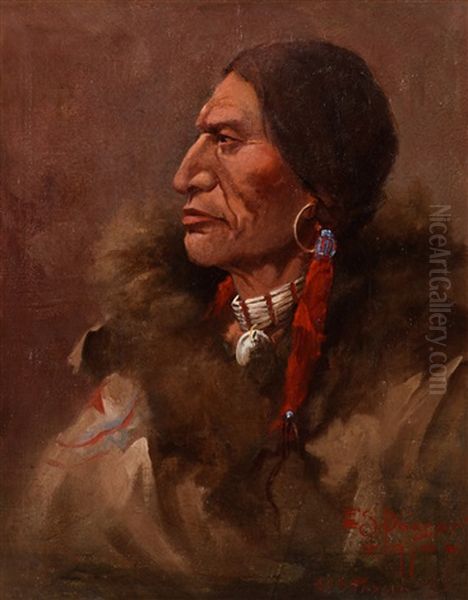 A Cheyenne Brave Oil Painting by Edgar Samuel Paxson