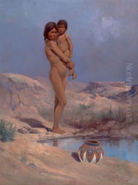 Apache Kids Oil Painting by Edgar Samuel Paxson