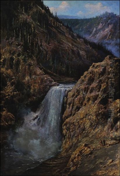 Yellowstone Falls Oil Painting by Edgar Samuel Paxson