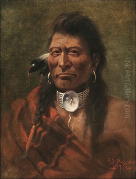 Cree Chief Oil Painting by Edgar Samuel Paxson