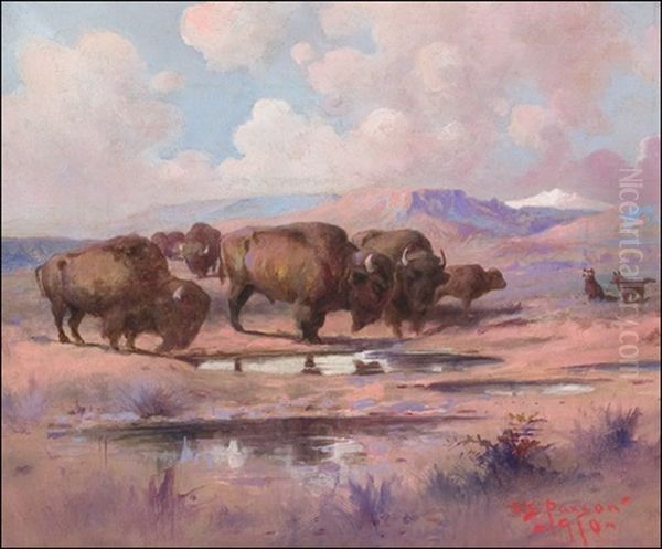 Buffalo Watch Oil Painting by Edgar Samuel Paxson