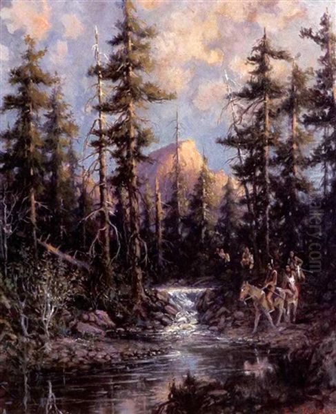 At The Ford Oil Painting by Edgar Samuel Paxson