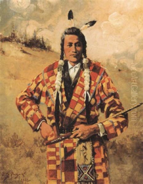 Chief Skuas Oil Painting by Edgar Samuel Paxson