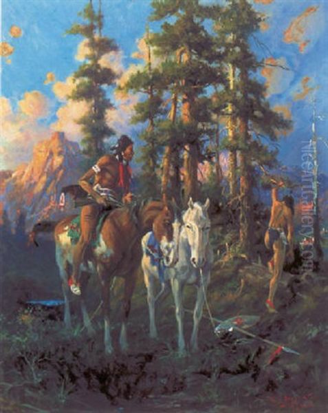 The Scouts Watching Custer's Command, Big Horn Oil Painting by Edgar Samuel Paxson