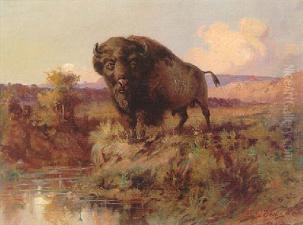 Lone Buffalo Oil Painting by Edgar Samuel Paxson