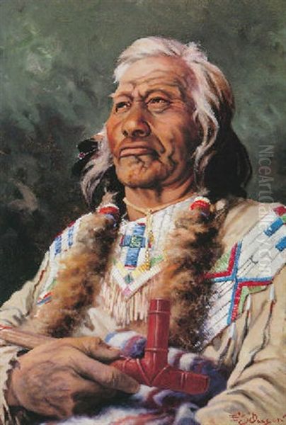 Portrait Of Ah-kene-ah Oil Painting by Edgar Samuel Paxson