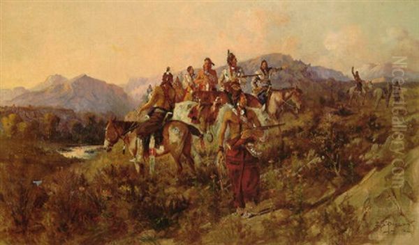 Lost Trail Oil Painting by Edgar Samuel Paxson