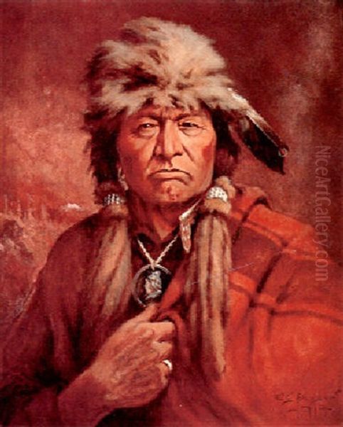 Little Bear, Cree Chief Oil Painting by Edgar Samuel Paxson