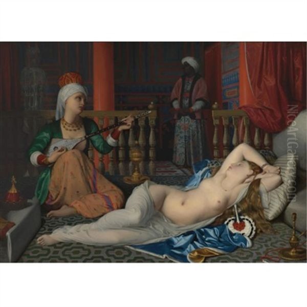 Odalisque With The Slave (after Ingres) Oil Painting by William McGregor Paxton