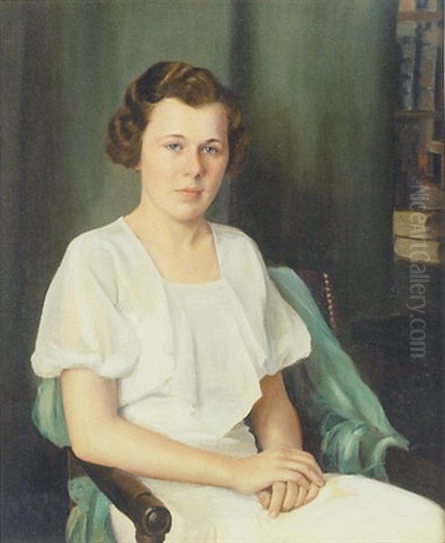 Portrait Of A Seated Woman In A White Dress Oil Painting by William McGregor Paxton