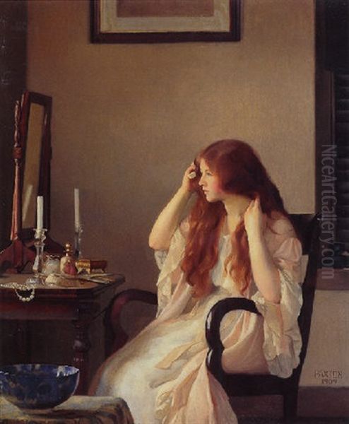 Girl Combing Her Hair Oil Painting by William McGregor Paxton