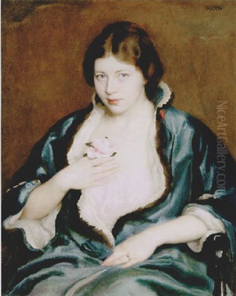 Woman In Blue Wrap Oil Painting by William McGregor Paxton