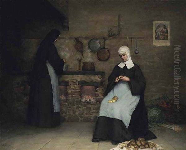 The Convent Kitchen Oil Painting by Ennemond Payen