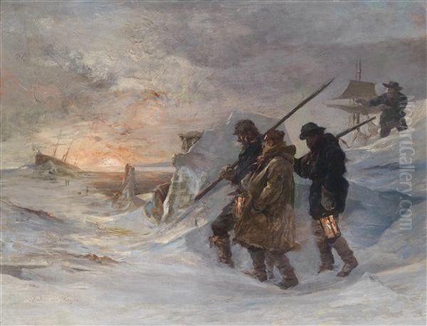 Going Out To Dinner, Szene Von Der Osterreichischen Nordpolexpedition Oil Painting by Julius von Payer