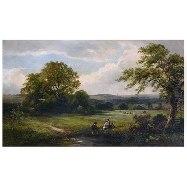 Picnic In A Field Oil Painting by David Payne