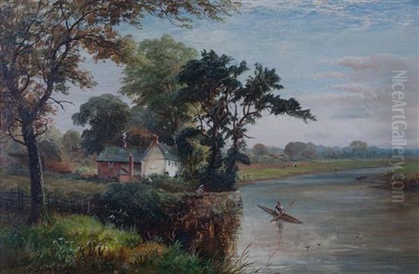 Cottage By The River Oil Painting by David Payne