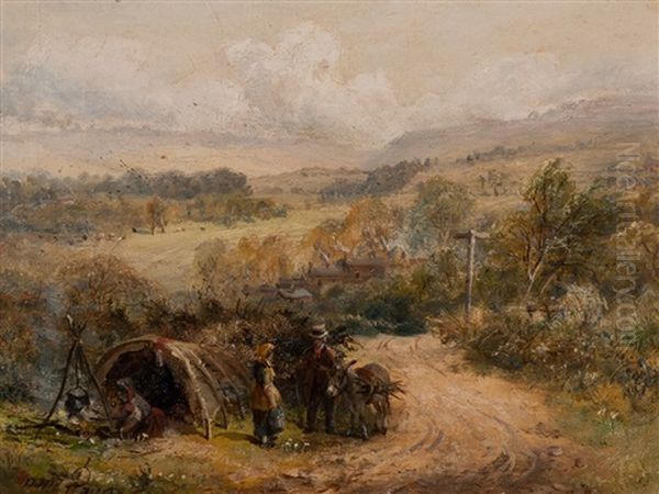 Landscape With Donkey And Tent by David Payne