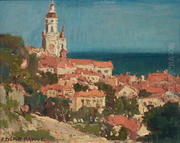 Looking Down On Mentone, France Oil Painting by Edgar Alwin Payne