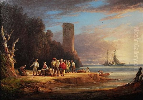 Smugglers Off The Coast Oil Painting by William Payne