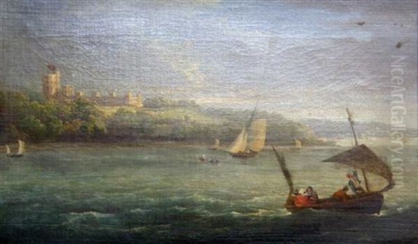 Shipping Off The Coast By A Castle Oil Painting by William Payne