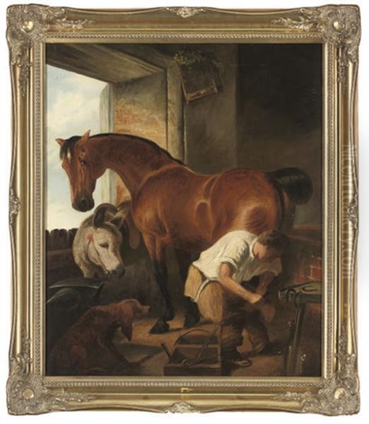 Shoeing Oil Painting by William Payne