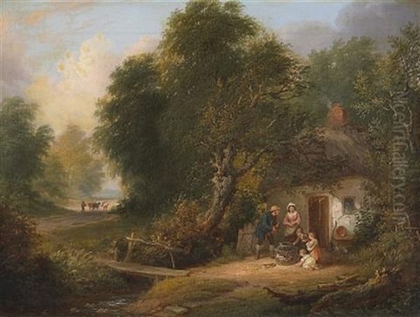 The Cottage Door Oil Painting by William Payne