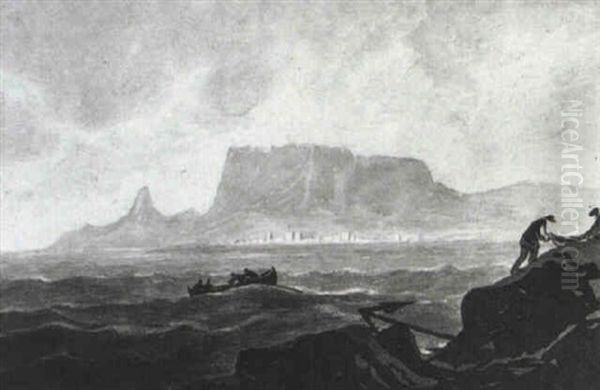 View Of Table Mountain, Capetown Oil Painting by William Payne