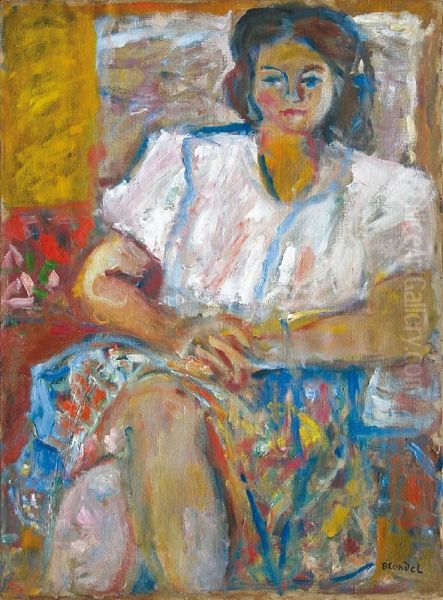 Femme Assise Oil Painting by Andre Blondel