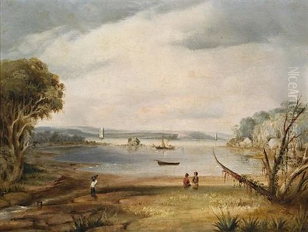 Vaucluse Bay, South Side Of Port Jackson, New South Wales Oil Painting by George Edwards Peacock