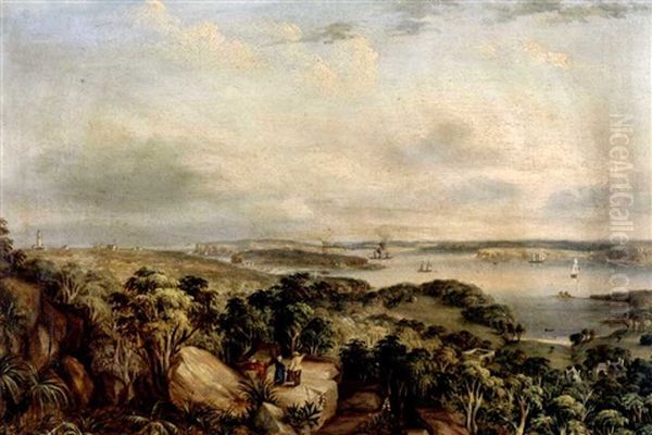 View Of The Heads Of Port Jackson, New South Wales, From Above Vaucluse Bay Oil Painting by George Edwards Peacock