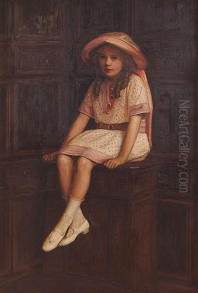 Young Girl Seated In A Panelled Room Oil Painting by Ralph Peacock