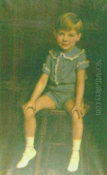 Portrait Of Young Boy Sitting On A Stool Oil Painting by Ralph Peacock