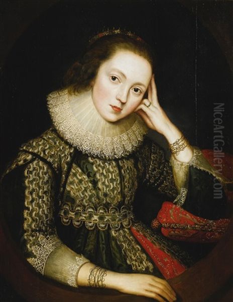 Portrait Of A Lady, Said To Be Mary Queen Of Scots (1542-87) Oil Painting by Robert Peake the Elder