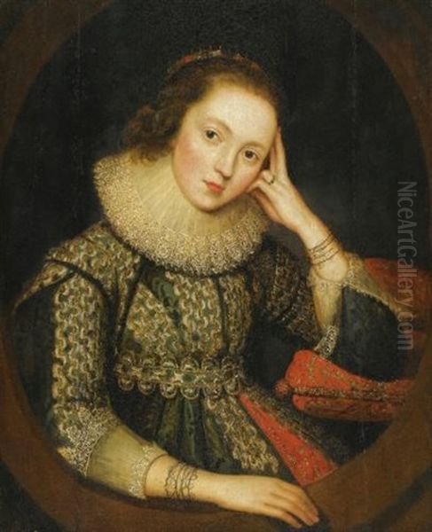 Portrait Of A Lady, Said To Be Mary Queen Of Scots (1542-1587) Oil Painting by Robert Peake the Elder