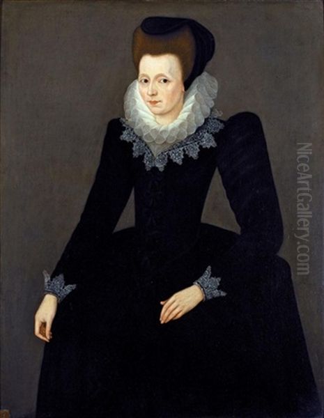 Portrait Of Susan Greene, Mrs Richard Knatchbull Oil Painting by Robert Peake the Elder