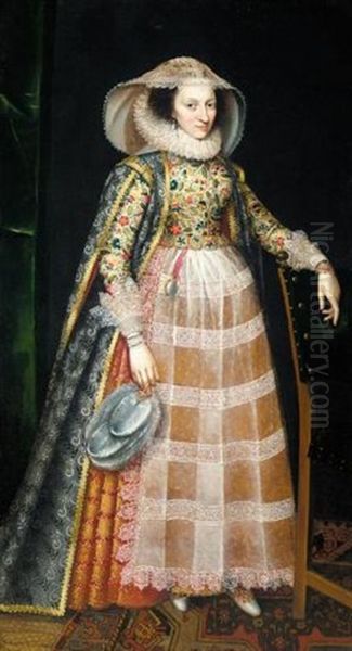 Portrait Of A Lady (margaret Arundel, Lady Weston?) Oil Painting by Robert Peake the Younger